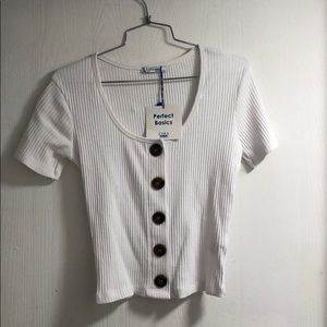 Zara perfect basics white top with buttons